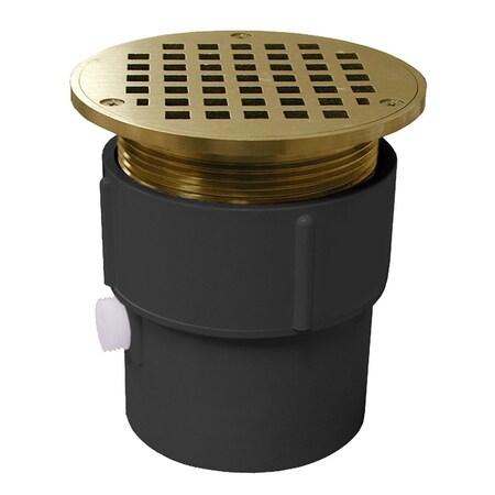 Jones Stephens 3in. x 4in. PVC Pipe Fit Drain Base with 3-1/2in. Metal Spud and 5in. Nickel Bronze Strainer D53124